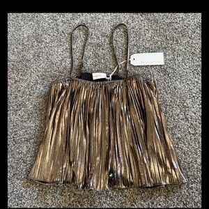 By Together Women’s Small S Gold Striped Cropped Tank Top Small New With Tags